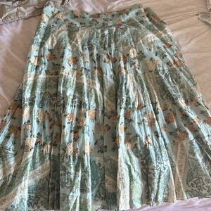 Tape Measure Blue Boho Floral Maxi Skirt - 16
